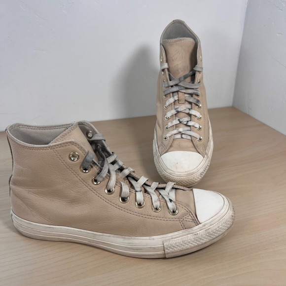 Converse Shoes - Converse Chuck Taylor All Star Women 9.5 Beige Leather High Top A03734C